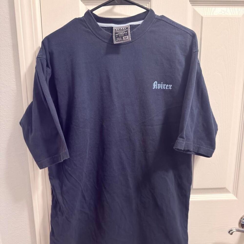 (2003-2006) Avirex Old English Script Tee - Faded Navy - M